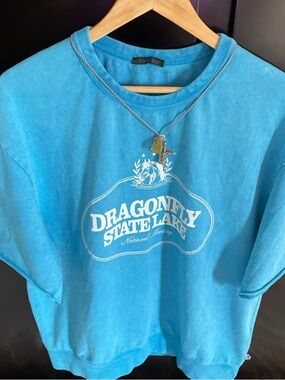 Zara Turquoise Blue Graphic Tank Top